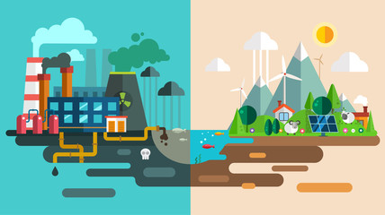 Green eco city die ecology concept. New energy type © Vectorvstocker