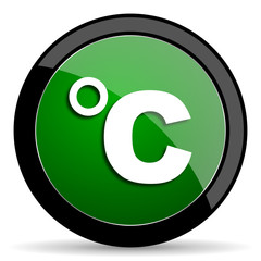 celsius green web glossy icon with shadow on white background