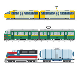 Modern and vintage trains vector collection