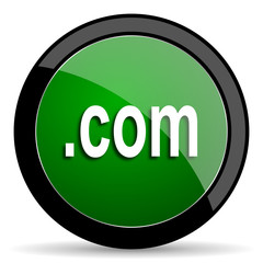 com green web glossy icon with shadow on white background