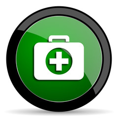 Fototapeta premium first aid green web glossy icon with shadow on white background
