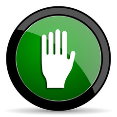 Obraz premium stop green web glossy icon with shadow on white background