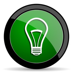 bulb green web glossy icon with shadow on white background