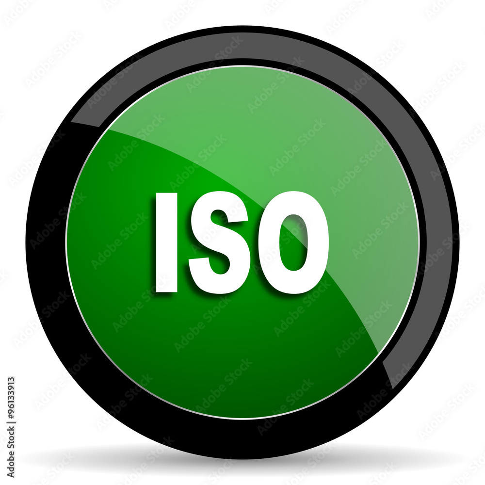 Poster iso green web glossy icon with shadow on white background