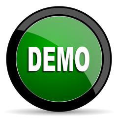 demo green web glossy icon with shadow on white background