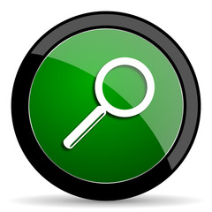 search green web glossy icon with shadow on white background