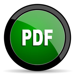 pdf green web glossy icon with shadow on white background