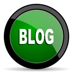 blog green web glossy icon with shadow on white background