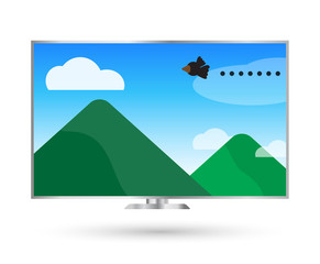 Fototapeta premium Vector illustrator, Television cartoon cute landscape view.