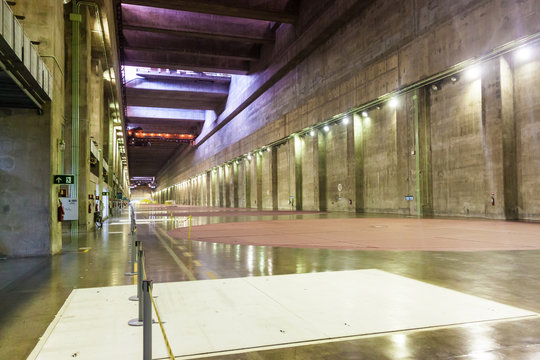  Generator hall of Itaipu dam on river Parana on the border of Brazil and Paraguay