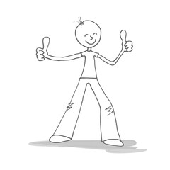 rejoice, stickmen, fingers crossed, woman, super male, boy, drawing - mitfreuen, Strichmännchen, Daumen drücken, Frau, super, Männchen, Junge, Zeichnung