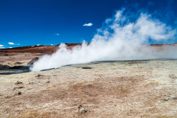 One of geysers in geyser basin Sol de Manana, Bolivia