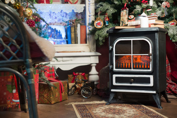 Christmas decoration with fireplace