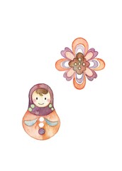 マトリョーシカと花、小人