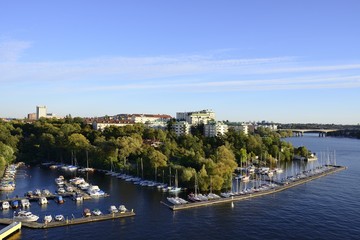 Fototapeta premium Stockholm embankment with boats