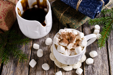 Hot drink with marshmallows