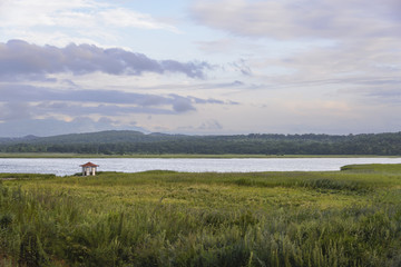 Lonely gazebo on the lake.
Lonely gazebo on the lake, south of the Russian Far East.