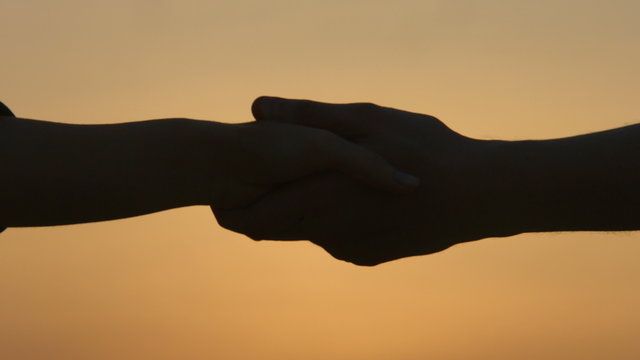 Married couple holding hands. Romantic relationship. Friends showing support 