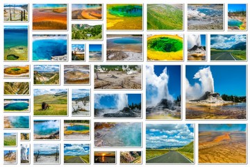 Yellowstone geysers collage