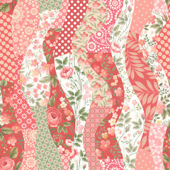 seamless patchwork pattern with roses