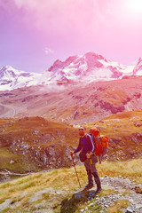 Fototapeta premium hiker in the mountains