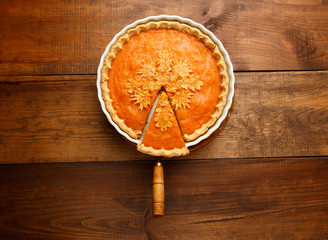 Traditional american homemade pumpkin pie