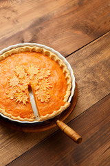 Traditional american homemade pumpkin pie