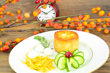 Diet and Healthy Eating: Breakfast with Eggs in Fondant Baguette