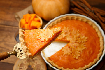 Traditional american homemade pumpkin pie