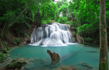 Fototapeta na wymiar Deep forest waterfall at Huay Mae Kamin waterfall National Park