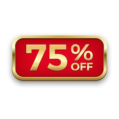 Red 75% off plate in golden frame