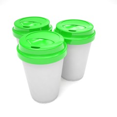 Three paper coffee cups