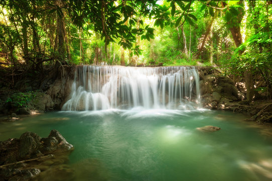 Deep forest waterfall at Huay Mae Kamin waterfall National Park © stnazkul