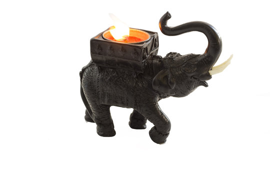 Elephant posvechnik handmade black wood
