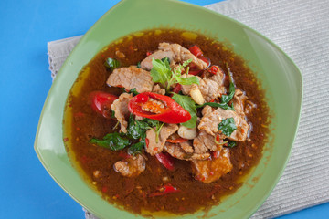 Thai Food style : stir-fried pork and basil