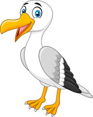 Naklejka premium Cartoon seagull posing isolated on white background 
