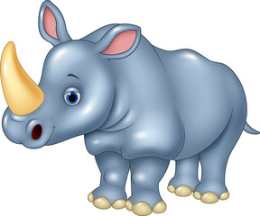 Cartoon funny rhinoceros Isolated on white background