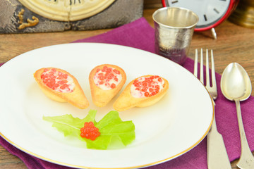 Spoon Dough with Curd Cream and Caviar.