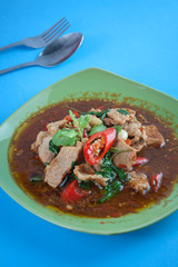 Thai Food style : stir-fried pork and basil