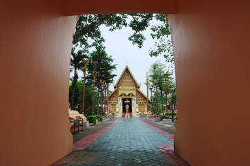 Wat Phra Sing temple in Chiang Rai, look through door