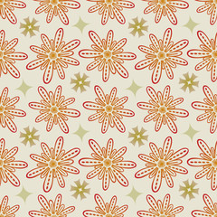 Fond Motif Fleurs Composition en Orange et Kaki