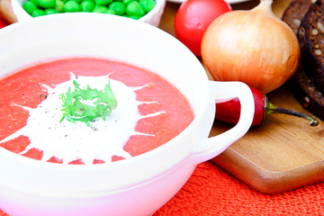 Fresh Homemade Classic Cold Gazpacho Soup