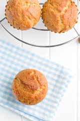 sweet muffins on kitchen table