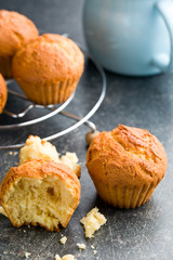 sweet muffins on kitchen table