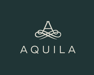 Abstract monogram elegant flower logo. Premium letter A initials icon .