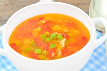 Healthy Food: Fish Soup Vegetables.