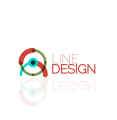 Obraz premium Vector swirl and circles outline minimal abstract geometric logo