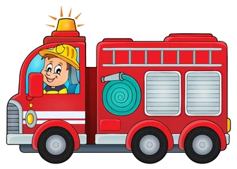 Abwaschbare Fototapete Für Kinder Fire truck theme image 4