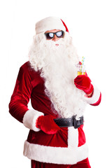 Santa Claus with sunglasses and cocktail