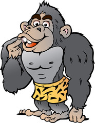 Vector Cartoon illustration of a Strong Gorilla